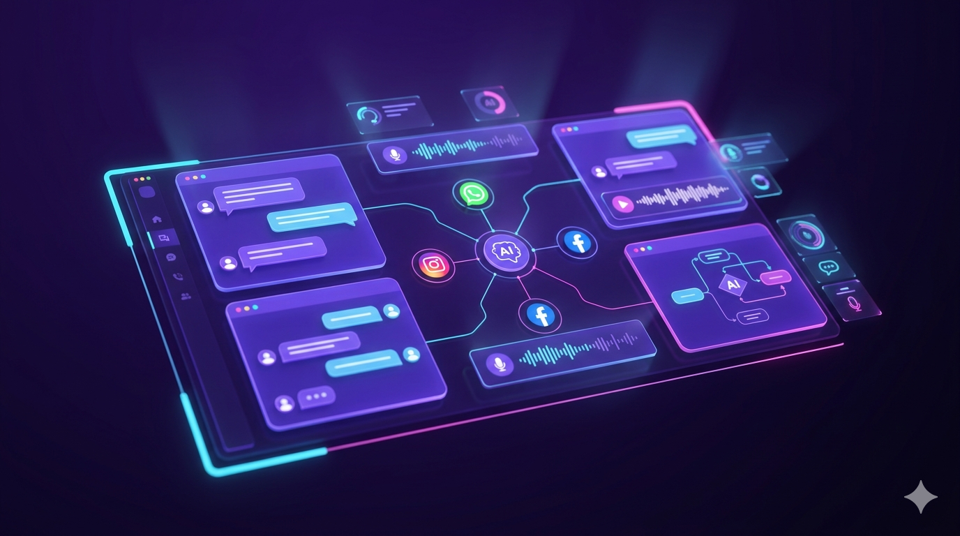Painel de Comunicações Unificadas Jump: PABX virtual, omnichannel e agentes de IA conectando WhatsApp, Instagram e Facebook.